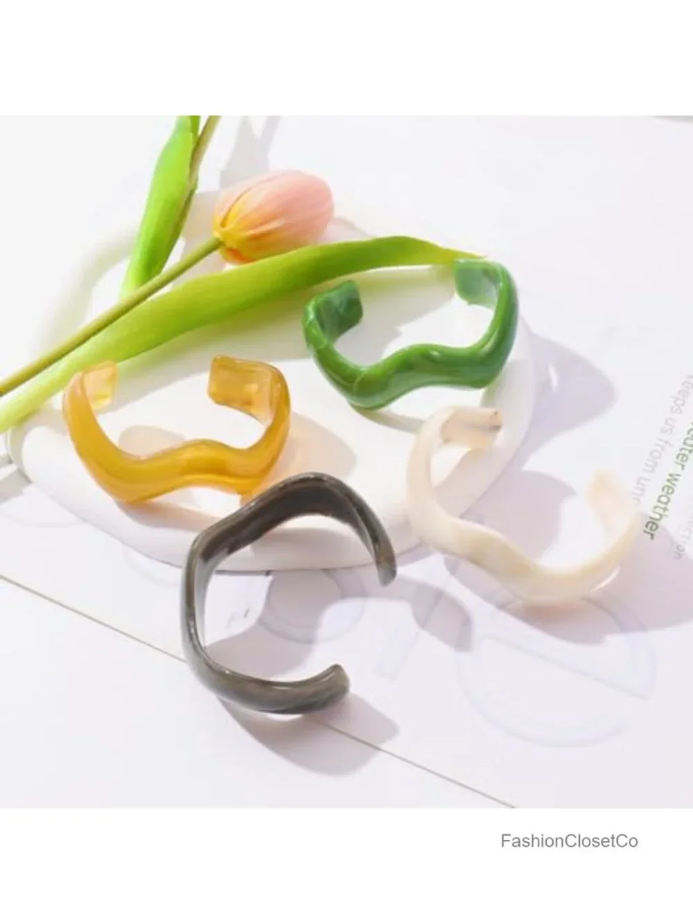 Oversized Acrylic Bangle - Bold Open Cuff Statement Bracelet for Edgy Style